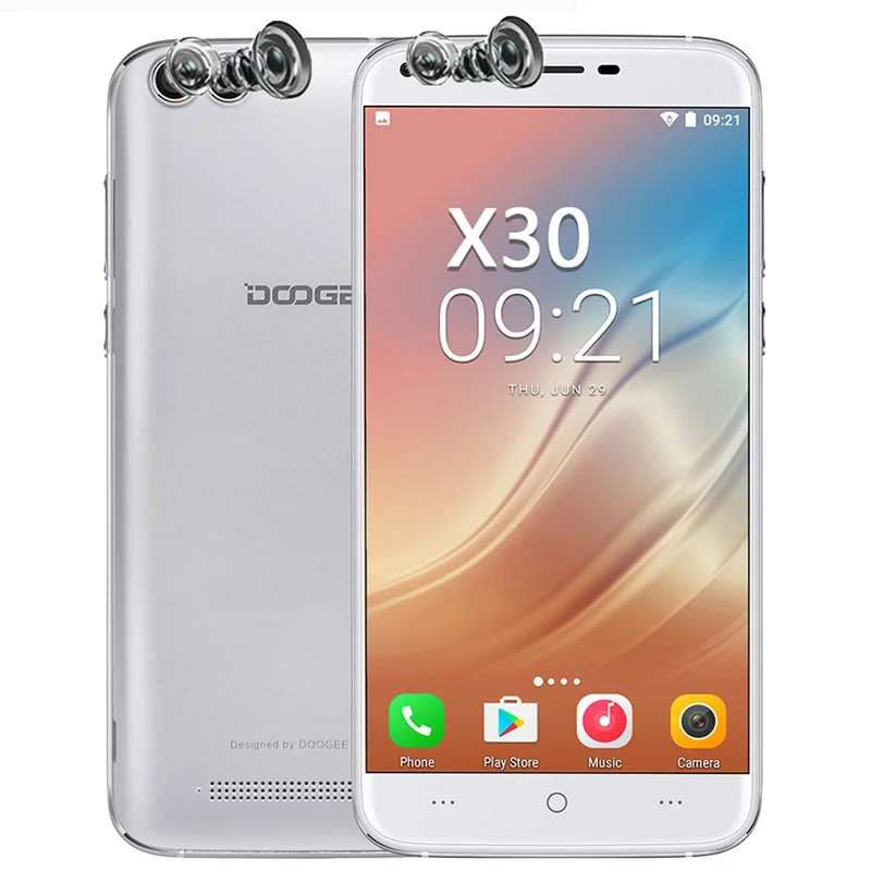 Doogee X30 четыре камеры мобильного телефона 8MP/8MP + 5mp/5mp 3G Android 7.0 смартфон 2 ГБ