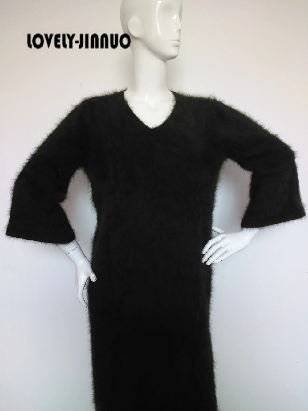 Новинка 2022 Женский кашемировый свитер из норки длинное платье 125 см женский с