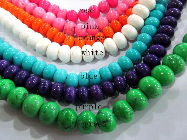 

6x10mm 5strands turquoise semi precious rondelle abacus green pink hot red blue oranger black mixed jewelry beads