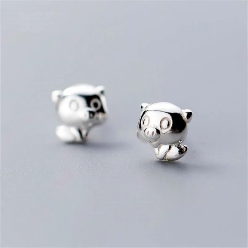New Simple Korean Style Cute Animal 925 Sterling Silver Jewelry Glossy Personality Sweet Pig Exquisite Stud Earrings SE737 | Украшения и