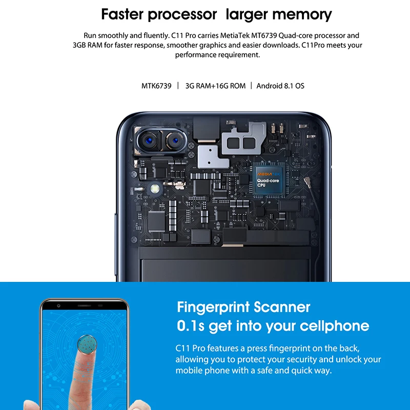 Original OUKITEL C11 Pro 5.5 inch 18:9 Android 8.1 Mobile Phone Quad Core 3GB RAM 16GB ROM 4G Cell phones 3400mAh Smartphone | Мобильные