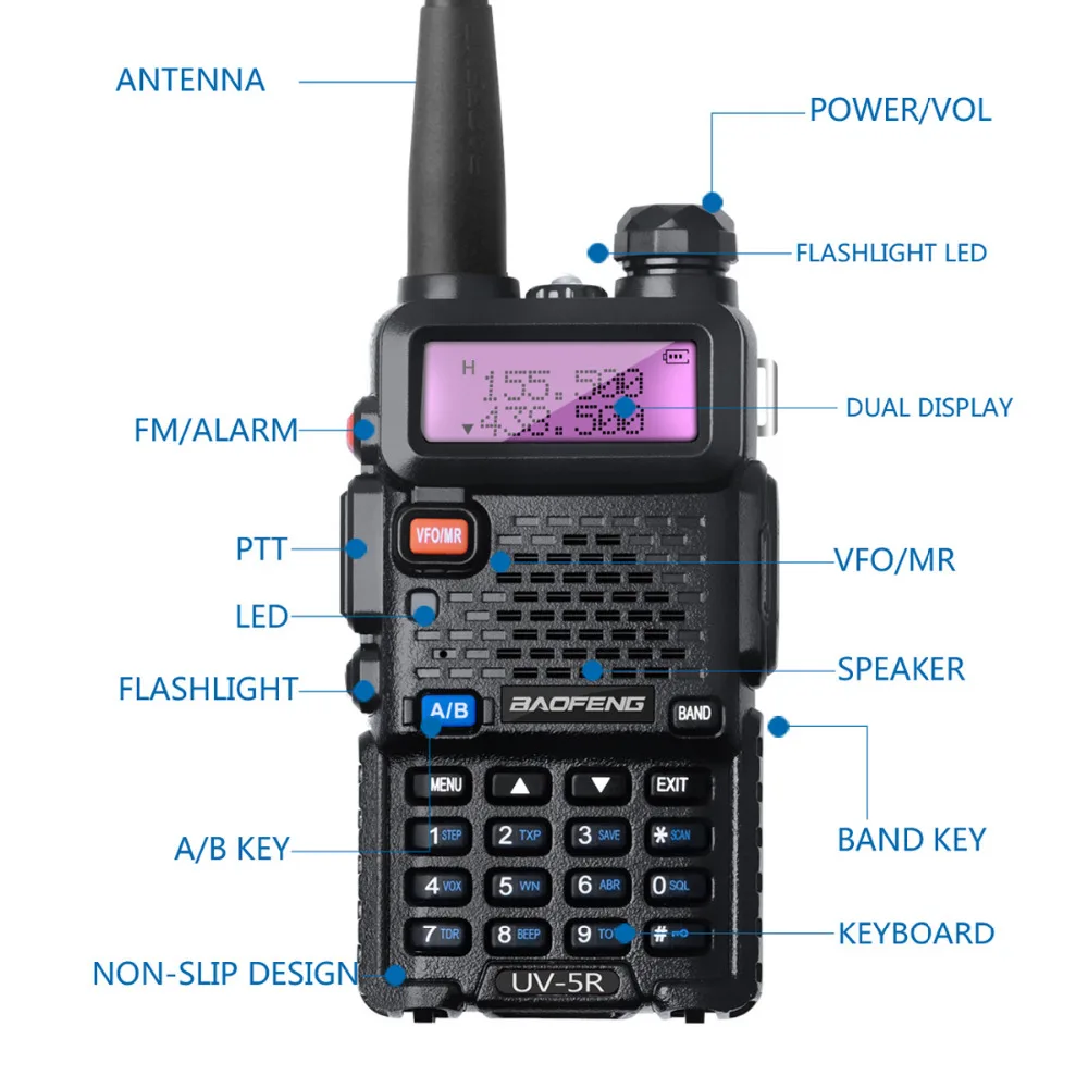 Baofeng UV 5R 8 Вт Двухдиапазонная рация UHF VHF UV5R CB Radio128CH VOX Ham радиоприемопередатчик для