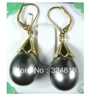 hot sell noble charming black grey big southsea shell pearl earring