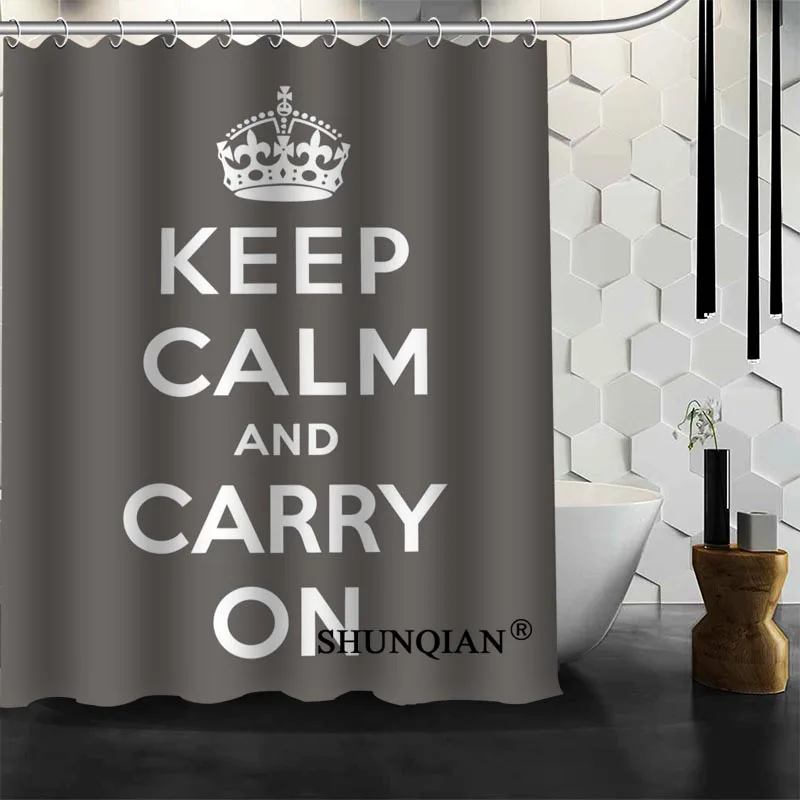 Best хороший обычай Keep Calm And Carry душ Шторы Ванна Водонепроницаемый ткань Ванная