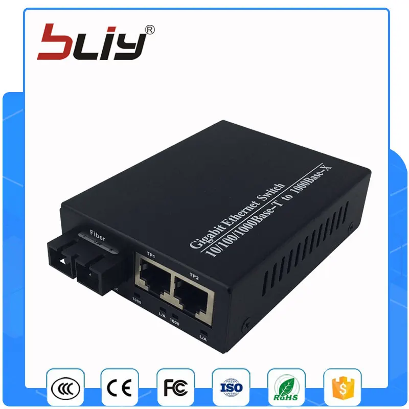 1g2e 1 волокно 2 RJ45 порт gigabit ethernet волоконно оптический коммутатор Dual media converter