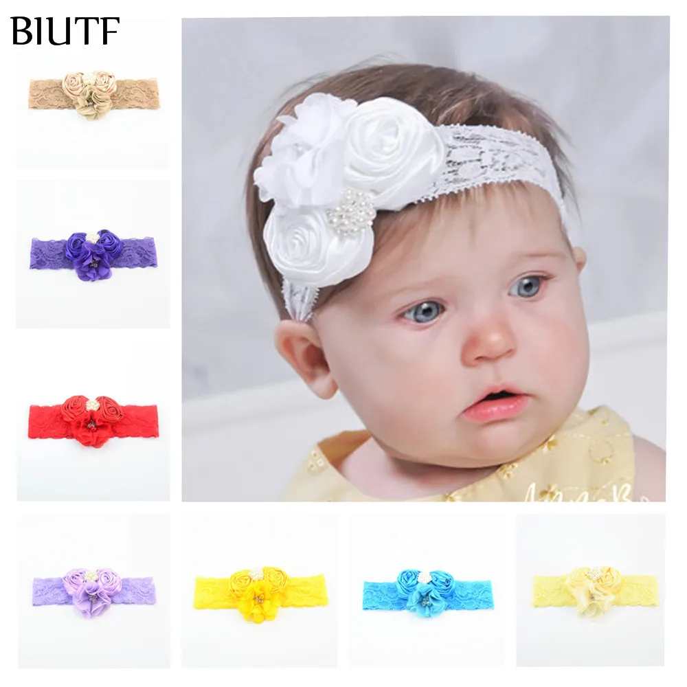 5 шт./лот роскошная кружевная повязка на голову для новорожденных с тканевыми