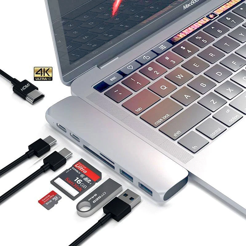 USB C концентратор к HDMI Thunderbolt 3 адаптер с 4 k 0 PD SD TF для MacBook type док сплиттер