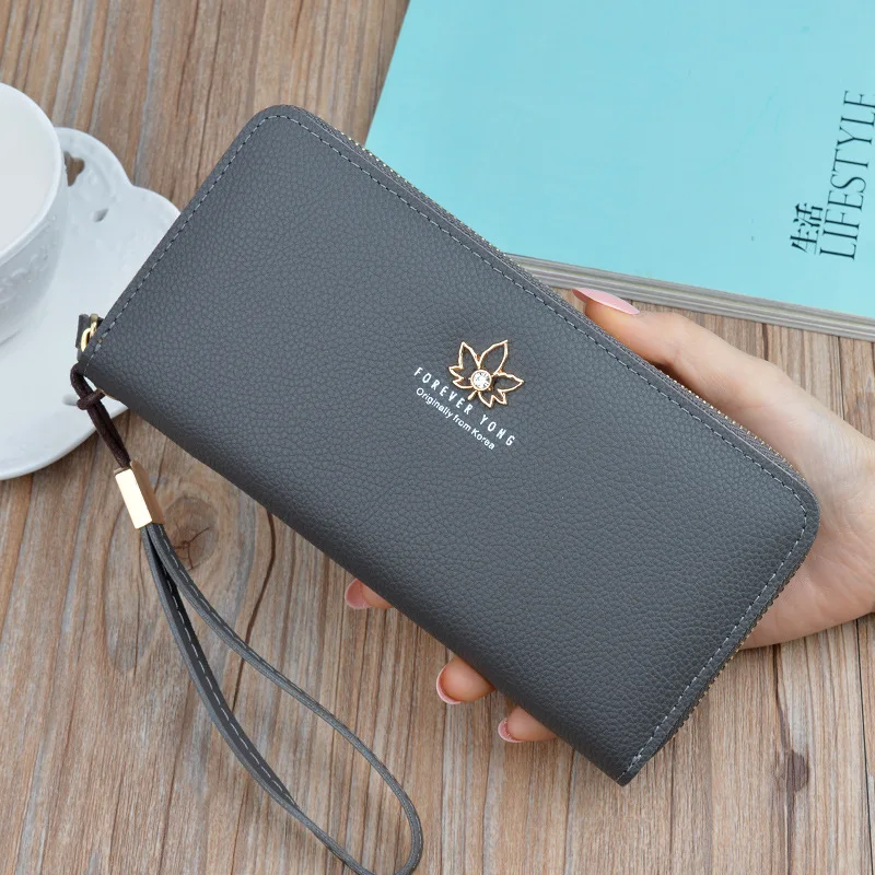 Luxury Women Wallet PU Leather Purse Leaf Design Female Zipper Pouch Large Capacity Clutch Brand Long Wallets Carteira Feminina | Багаж и