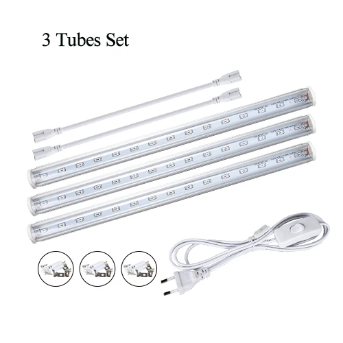 3pcs Tube Set T5 лампа для выращивания растений, полный спектр, светодиодный светильник для выращивания растений, бар, цветы, Крытый Фито, лампа для рабочего стола, растения ростки, растительный тент - Испускаемый цвет: 3pcs Tube Set