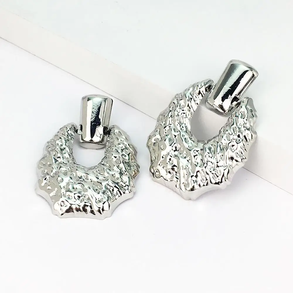 Silver Earrings 1527 MANILAI брендовые винтажные металлические массивные Висячие серьги для женщин Золотой Серебряный цвет подвески серьги большие ювелирные изделия подарок - Окраска металла: Silver Earrings 1527