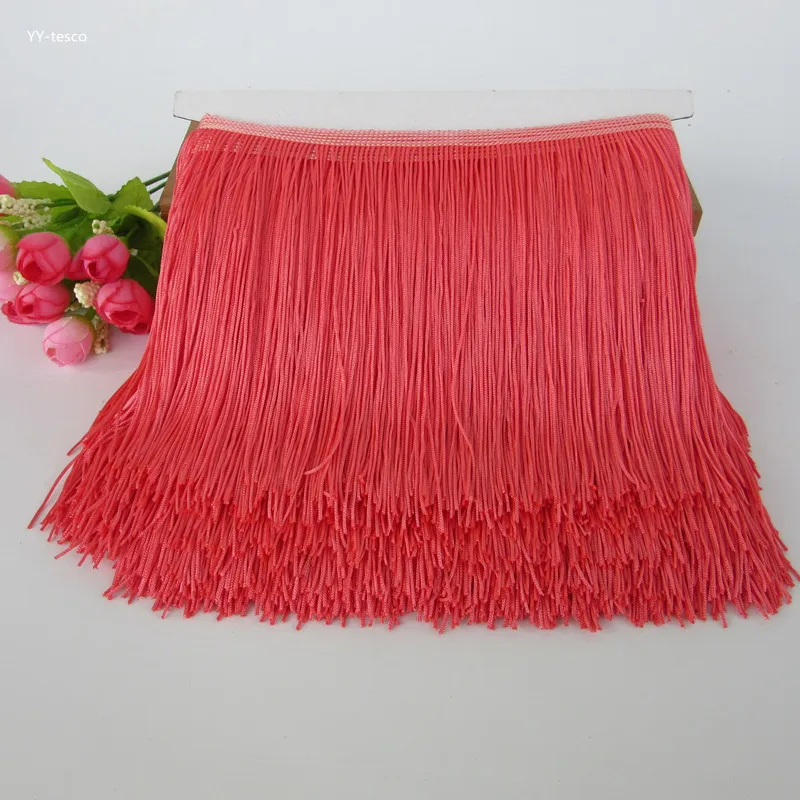 watermelon red YY-tesco 1 м длиной 15 см кружевная бахрома отделкой кисточками золотой бахромой горный хрусталь отделка для латиноамериканских танцев платье для сцены, одежда кружевные аксессуары лента - Цвет: watermelon red