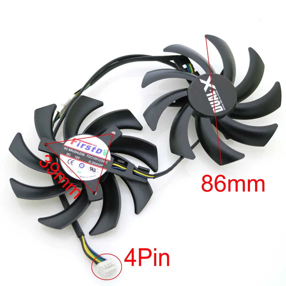 Кулер VFA для видеокарты XFX R9 380 280X 270X 290X охлаждающий вентилятор 4Pin 2 шт./лот 86 мм 39*39*39