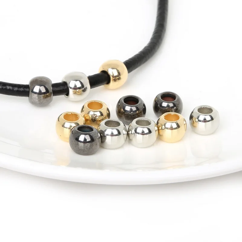 4 6 8 10 12mm Gold/Sliver/Bronze CCB Big Hole Beads Pendant Clip& Clasps Bail Beads DIY Jewelry Making