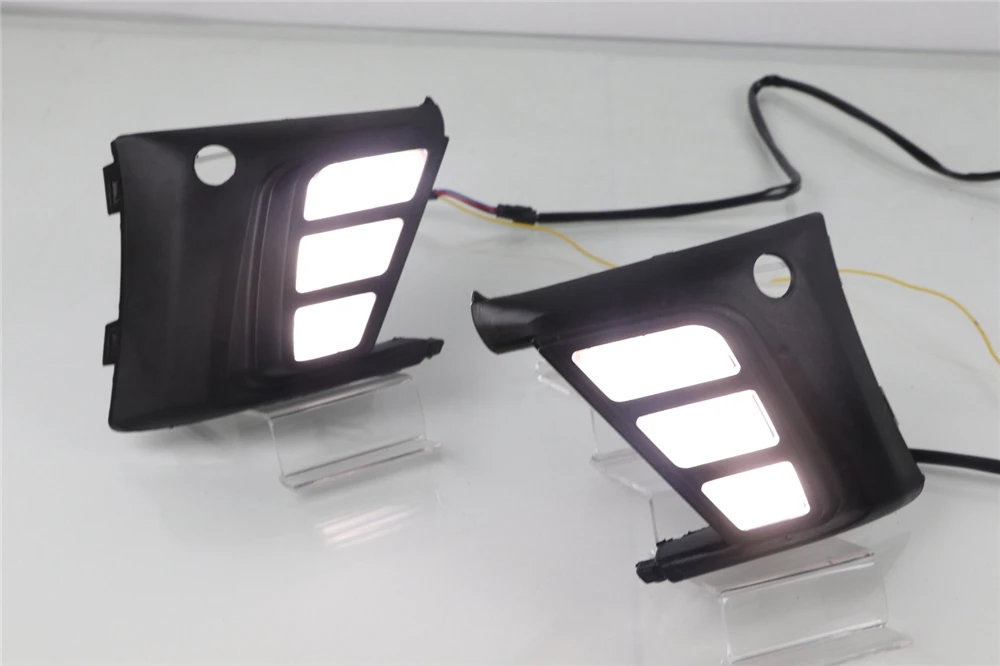 2 шт. DRL для Ford Focus Автомобильный светодиодный дневной ходовой свет противотуманная фара вождение свет с поворотным желтым сигнальным реле
