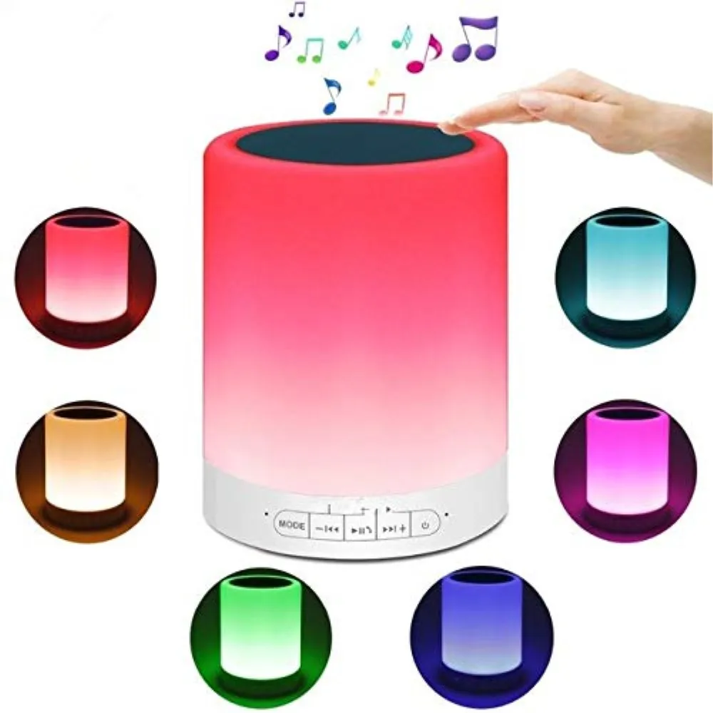 Светодиодный ночной Светильник Bluetooth портативный беспроводной динамик сенсорный цветной светодиодный прикроватный светильник, детская лампа, поддержка карт TF/AUX-in
