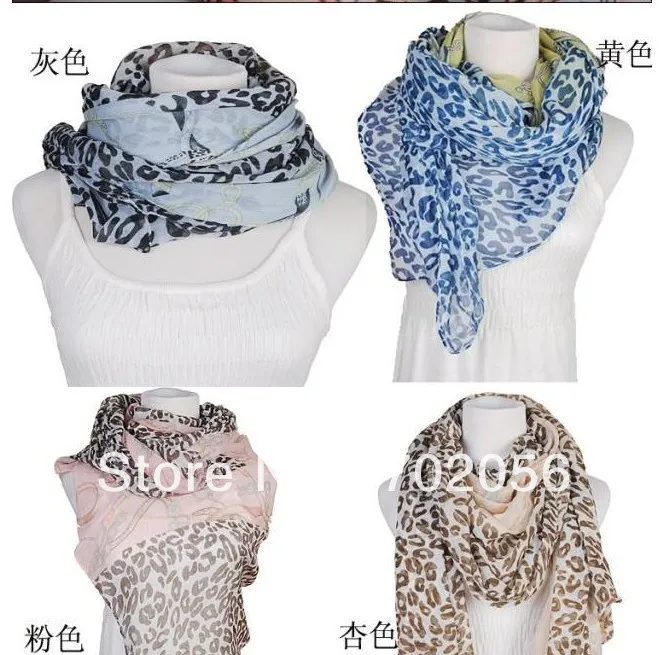 Вуаль Леопардовый пляжный саронг Шаль Шарф обертывания 180*100 см Смешанные цвета 10