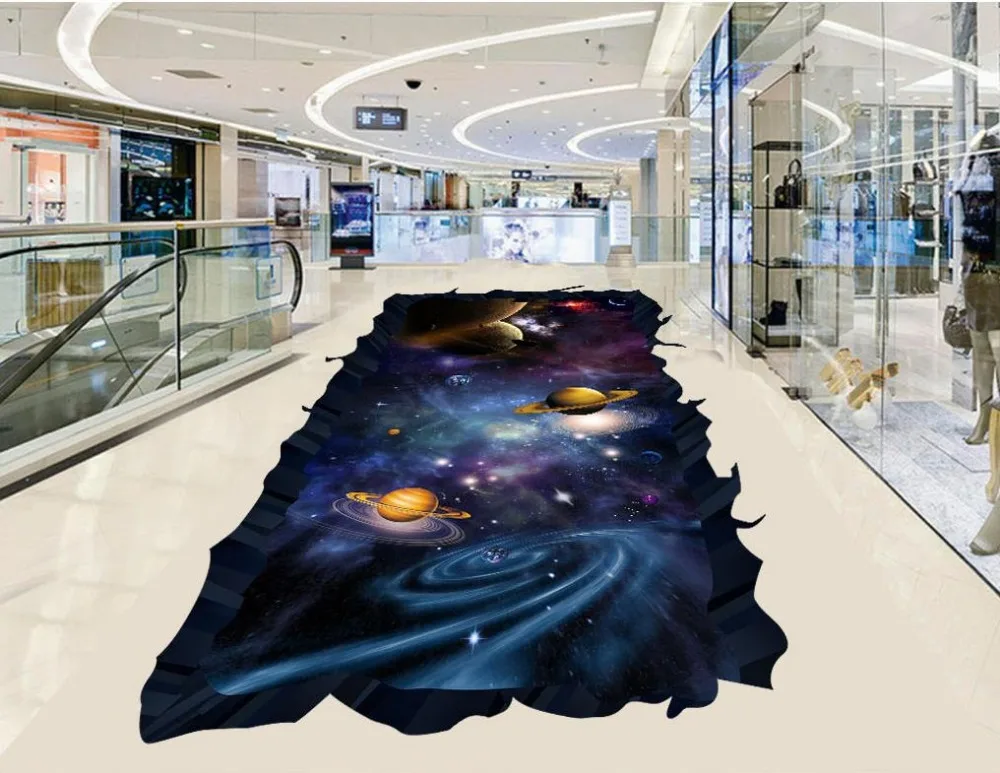 3D половой коврик из ПВХ на заказ самоклеющийся обои звезда с видом Вселенной 3d
