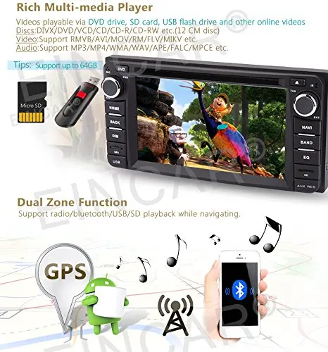 Eincar 2 DIN Android 6.0 Автомобильный GPS DVD Радио плеер Авто стерео Рулевое колесо для Toyota