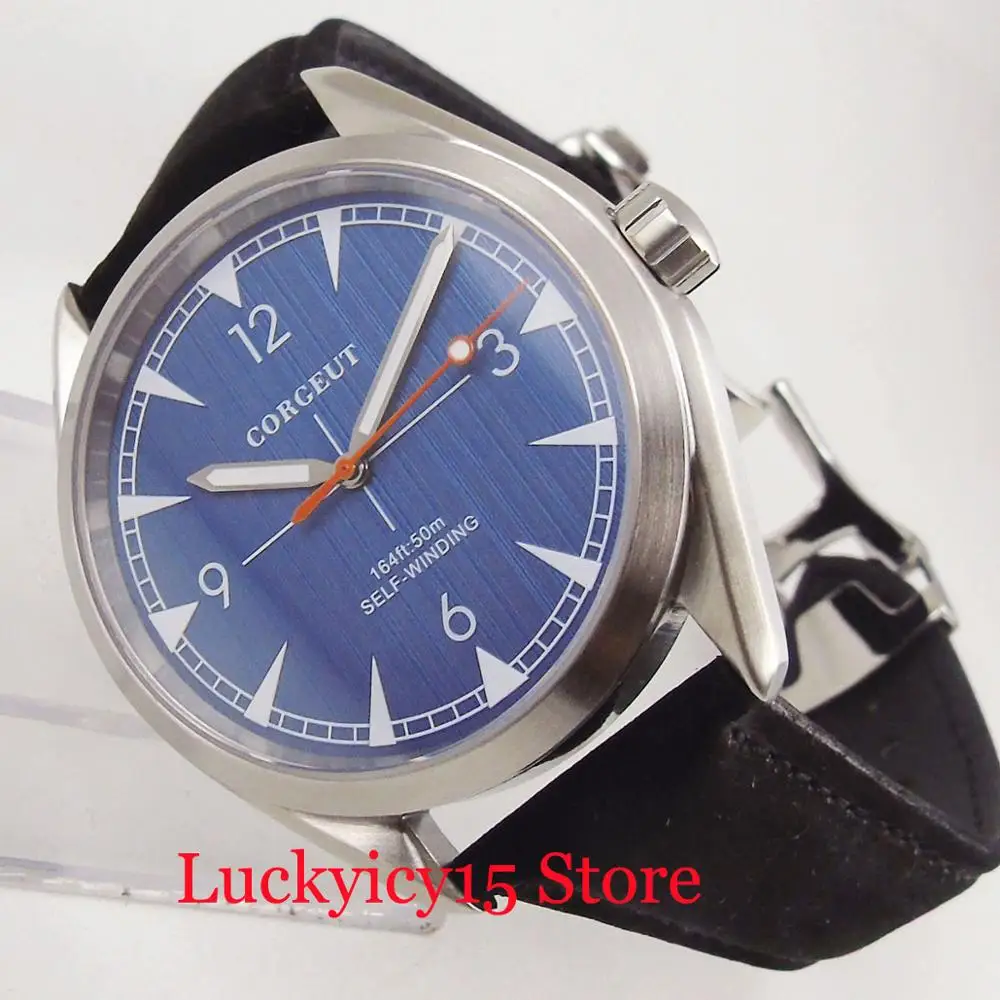 

Simple New Blue Dial Automatic Men's Watch Sapphire Glass Automatic Movement Self Winding Wristwatch Bracelet Clasp