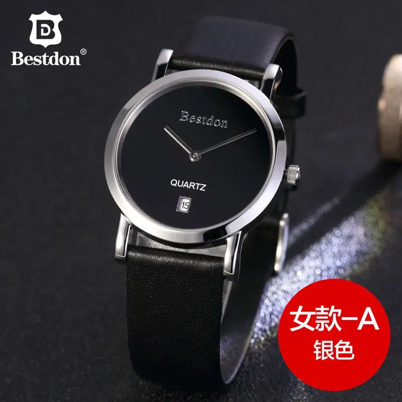 Sliver A-women Bestdon сапфир кварцевые часы для женщин минималистский водостойкие Пара часы пояса из натуральной кожи ремешок дамы для мужчин наручные - Цвет: Sliver A-women