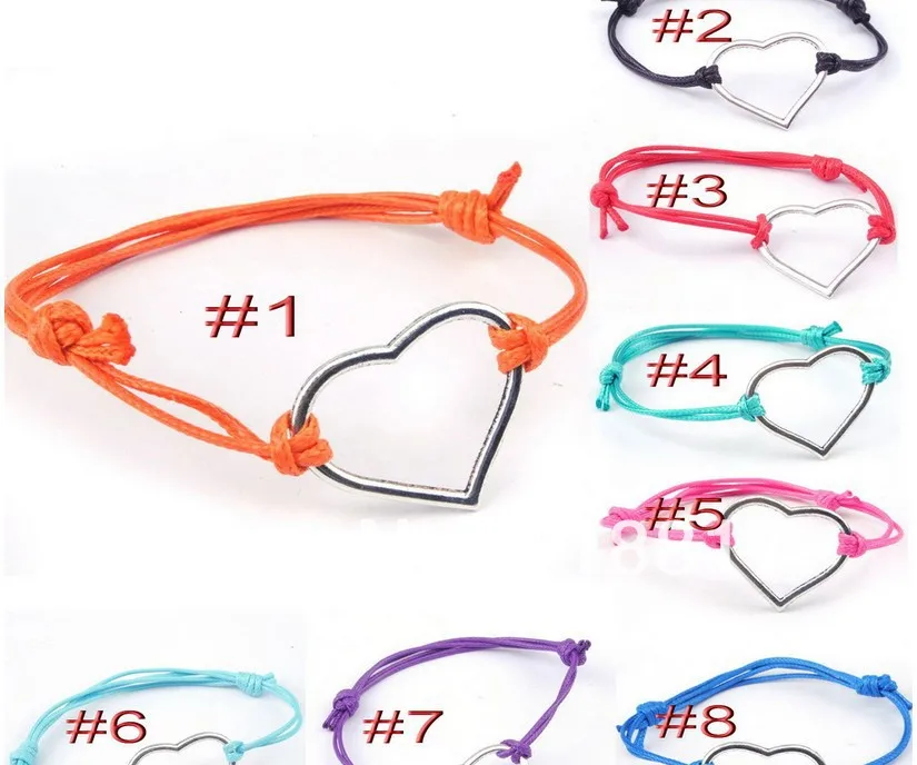 Микс 8 видов цветов модные в форме сердца браслет принт милые возлюбленные Ручной Работы Регулируемый 60