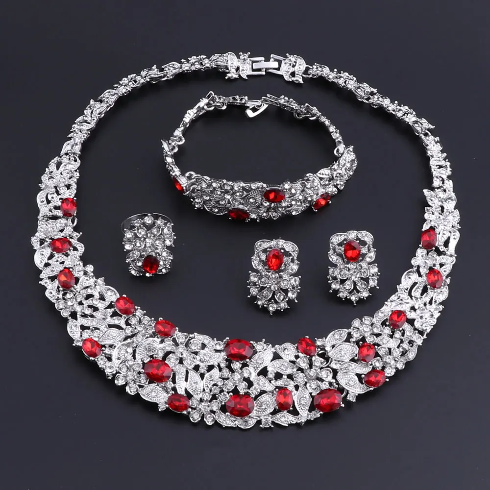 OEOEOS африканские Бусины Ювелирные наборы для женщин Кристалл ожерелье серьги