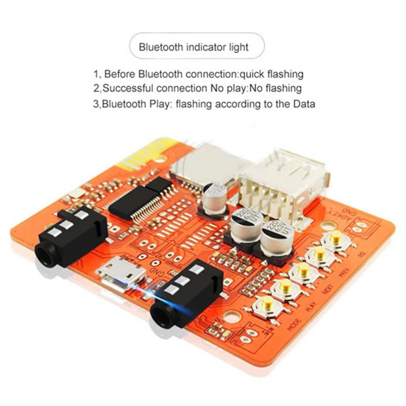 Плата аудио ресивера Беспроводная с поддержкой Bluetooth AUX/Micro USB 3 20 м 5 В|Интегральные