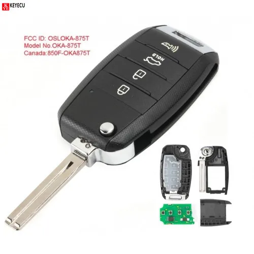 KEYECU для Kia Soul 2014 2015 2016 2017 2018 2019 дистанционный ключ Fob 433 МГц FCC ID: OSLOKA-875T P/N: 95430-B2100 |