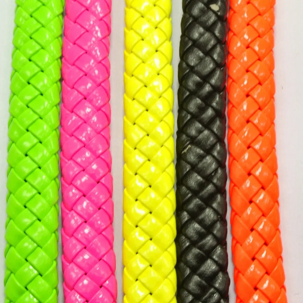 Боло в оплетке 5 нитей по 1 метру 10x4 мм неоново-желтый зеленый | Украшения и