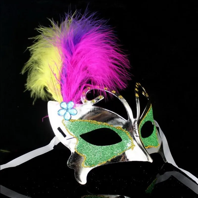 Kids Adults Colorful Feather Butterfly Mask Princess Half Face Ball Masquerade Mardi Gras Party Halloween Christmas|Аксессуары для