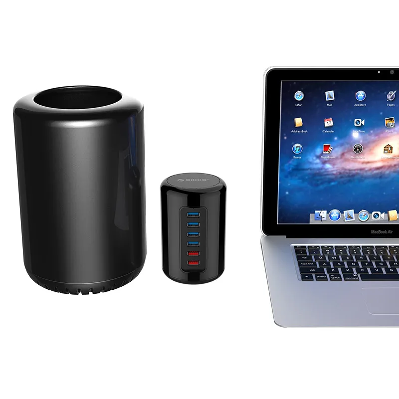 4-портовый USB3.0 цилиндрический разветвитель с кабелем для передачи данных и 2
