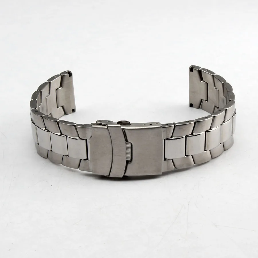 Top Grade Brushed with Polished Link Stainless Steel Watchband 22mm Silver Bracelet Folding Clasp Safety Free Shipping | Наручные часы