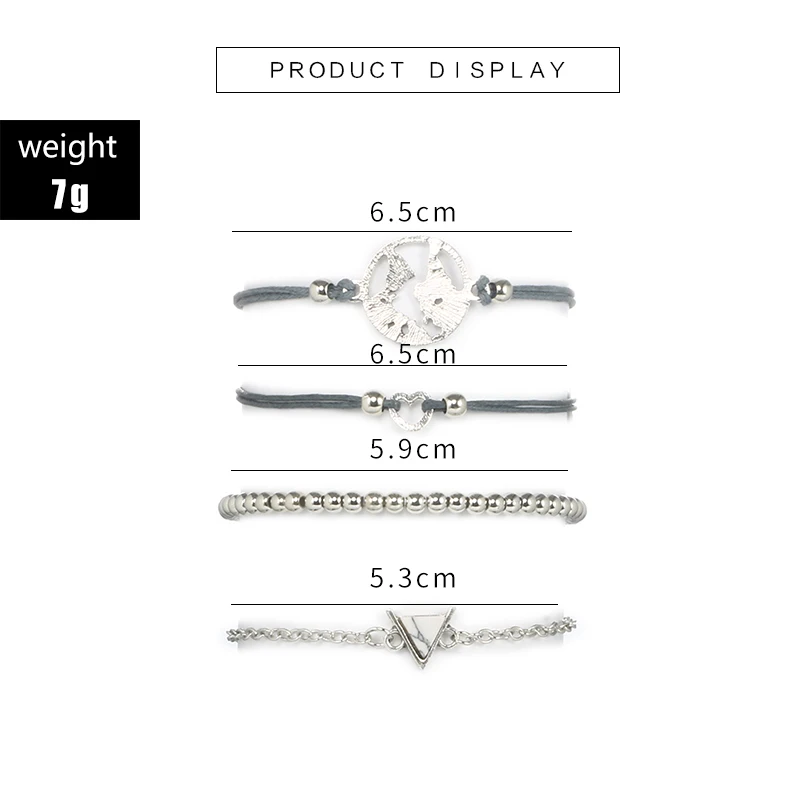 Docona Boho, золотой, серебряный цвет, карта, корпус, кисточка, многослойный браслет, набор для женщин, девушек, бисер, камень, регулируемый браслет, Pulseiras