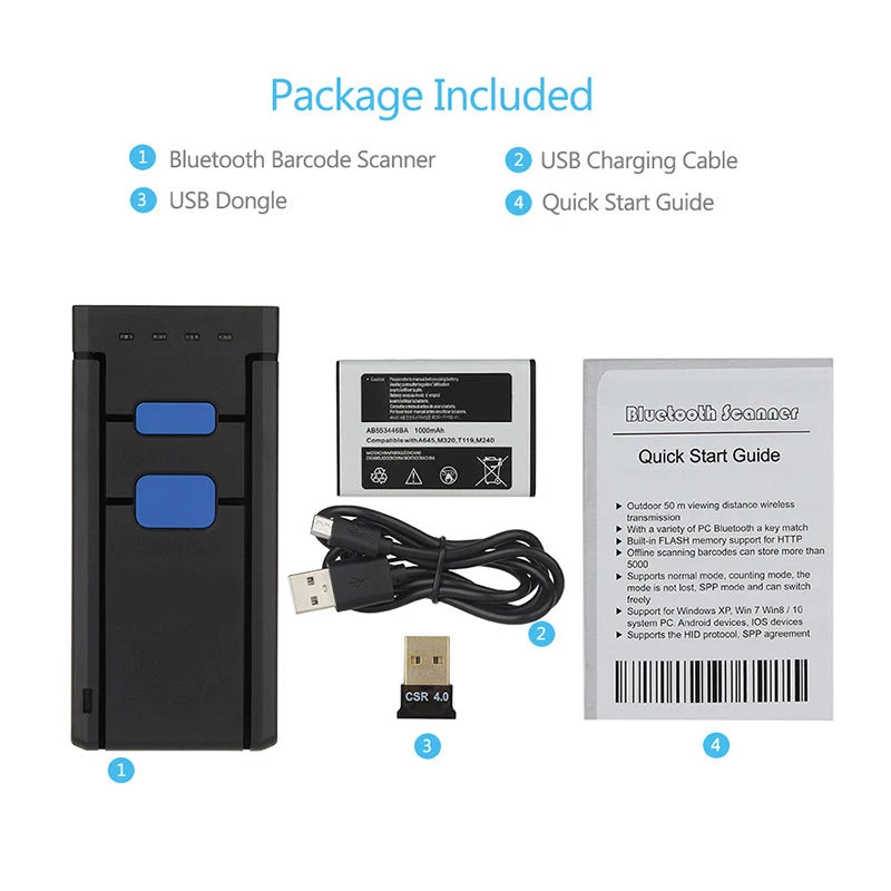 MJ-2877 Мини Портативный Bluetooth беспроводной 2D QR сканер штрих-кодов PDF417 DataMatrix qr-код