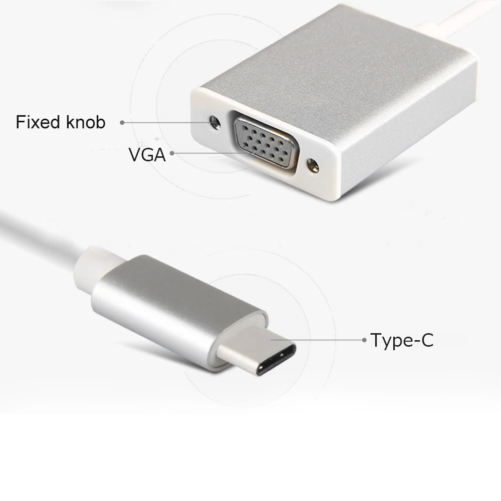 TUTUO USB 3 1 Тип C папа к VGA Женский конвертер разъем USB-C Кабель-адаптер для Apple Macbook
