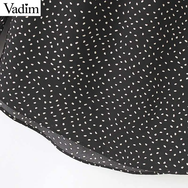 Vadim women elegant ruffles polka dot halter blouse irregular collar long sleeve female shirts stylish casual tops blusas LA986 |