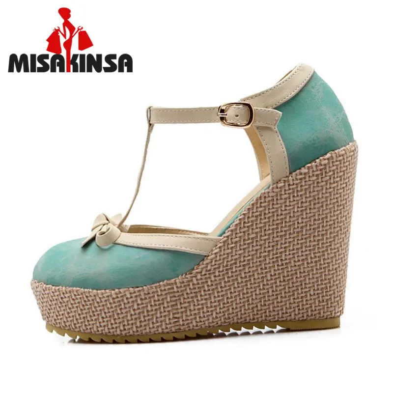 FITWEE/размеры 32 43 женские босоножки на танкетке летние туфли высоком каблуке с Т