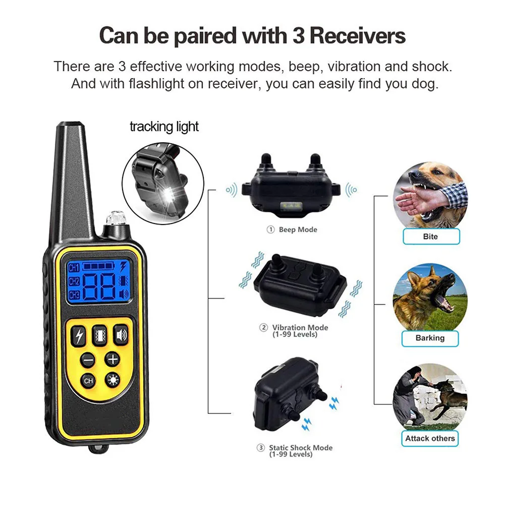 

Newly Electric Dog Shock Collar with Remote Waterproof Device for Large Pets Dogs Training