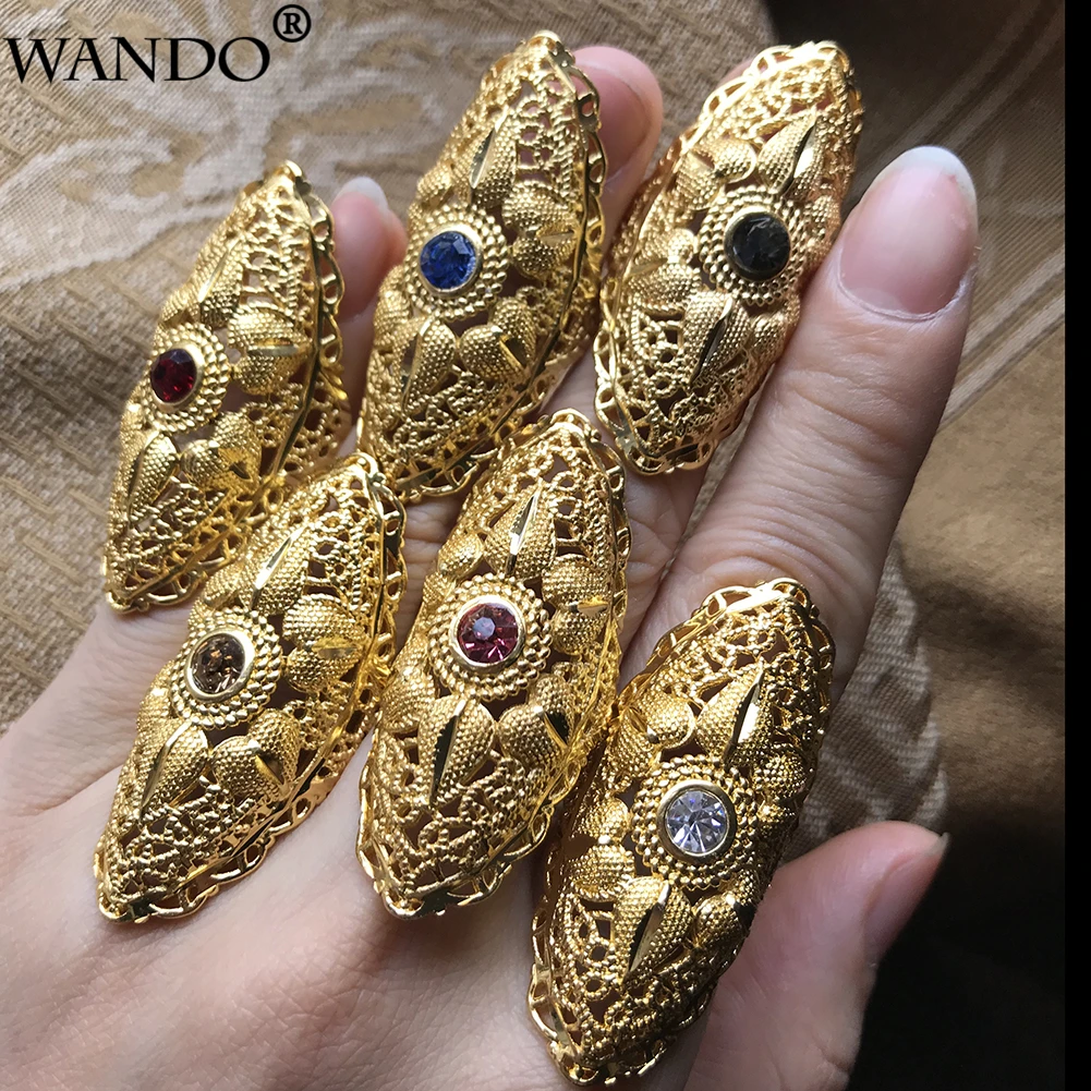 Большие разноцветные кольца Wando в эфиопском стиле золотого цвета для женщин