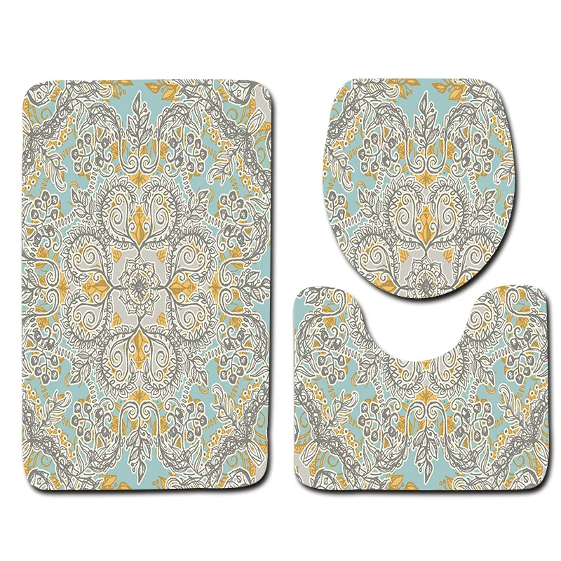 

Creative Pattern 3pcs Bathroom Carpets Set Microfiber Floor Mats Water Absorption Toilet Bath Mats Set Non-slip Toilet Rugs