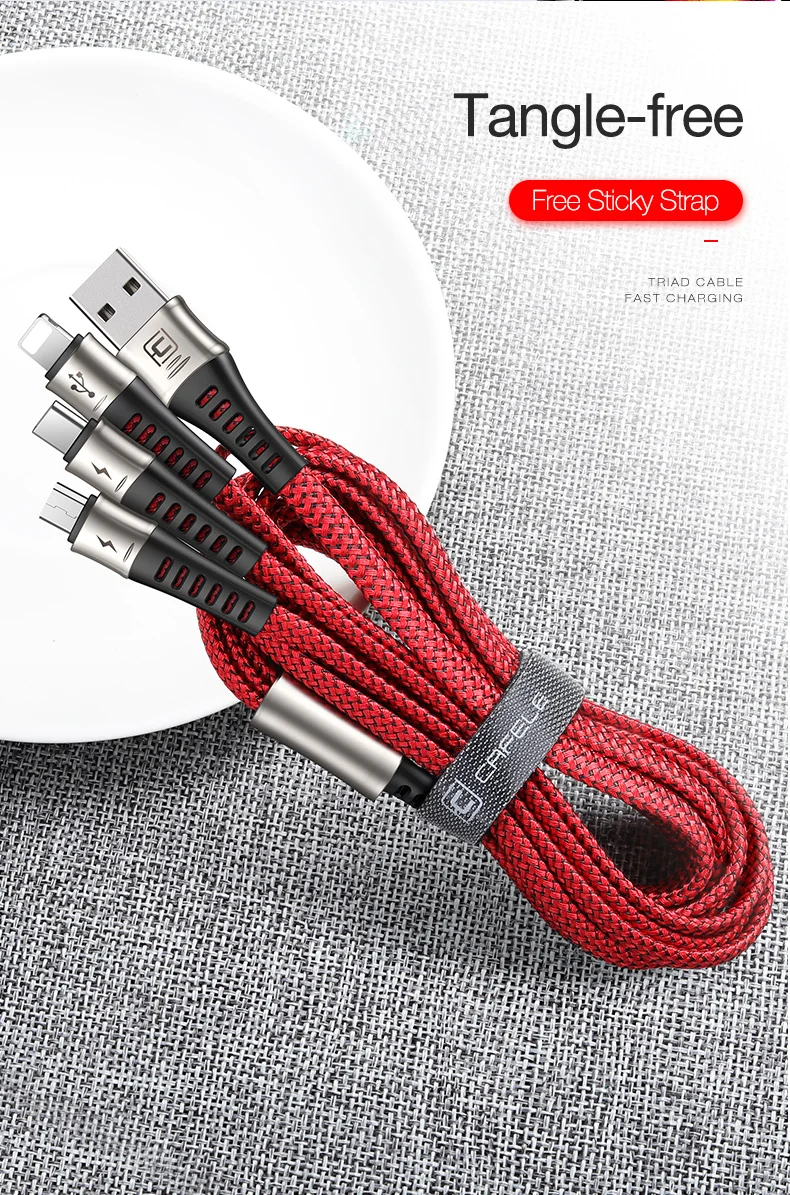Cafele 3 в 1 USB кабель для iPhone X 8 huawei P30 samsung 3A Быстрая Зарядка Micro usb type C зарядное устройство кабели для передачи данных для мобильного телефона