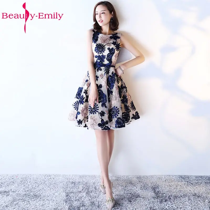 Женское Короткое платье без рукавов Beauty Emily трапециевидной формы с круглым