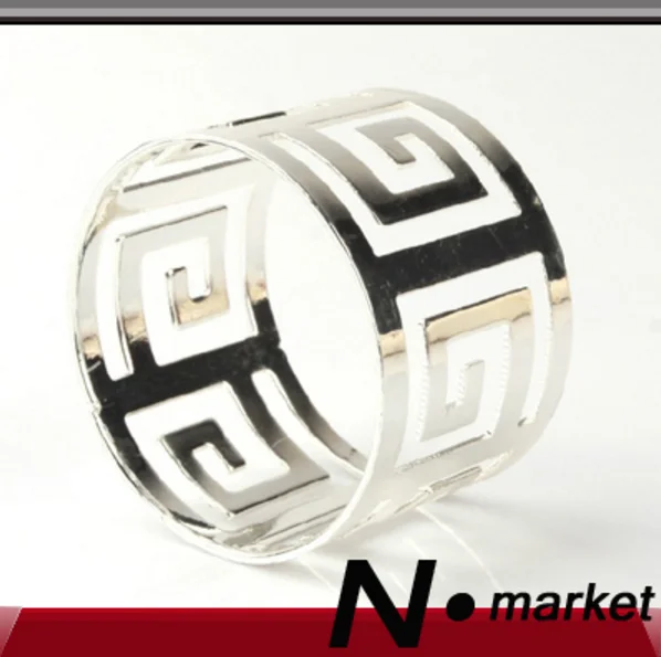 

200 pcs Silver Gold Great Chinese Wall Napkin Holder Round Hollow out Round Buckle Napkin Rings For Weddings