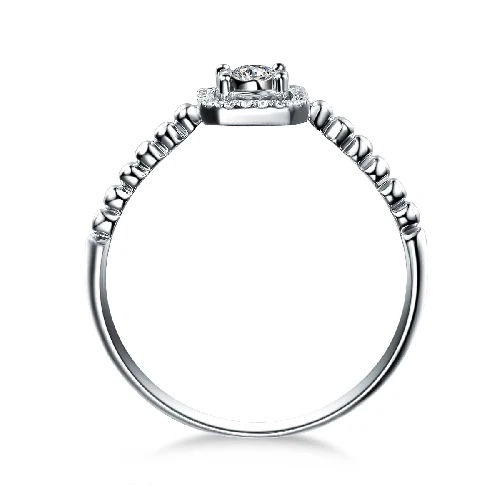 0.04ct Natural Diamond 18k White Gold GVBORI Brand Women Ring Wedding Square Design | Украшения и аксессуары
