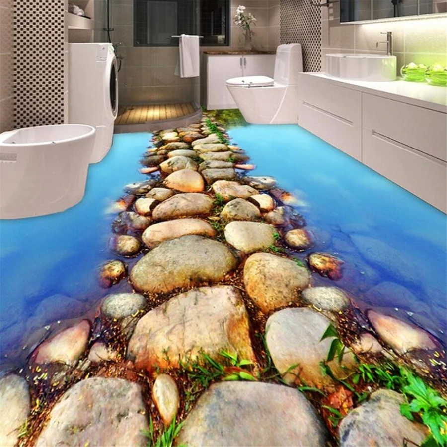 Beibehang индивидуальный пол 3d Красивая речная вода сланец дорога Туалет Ванная