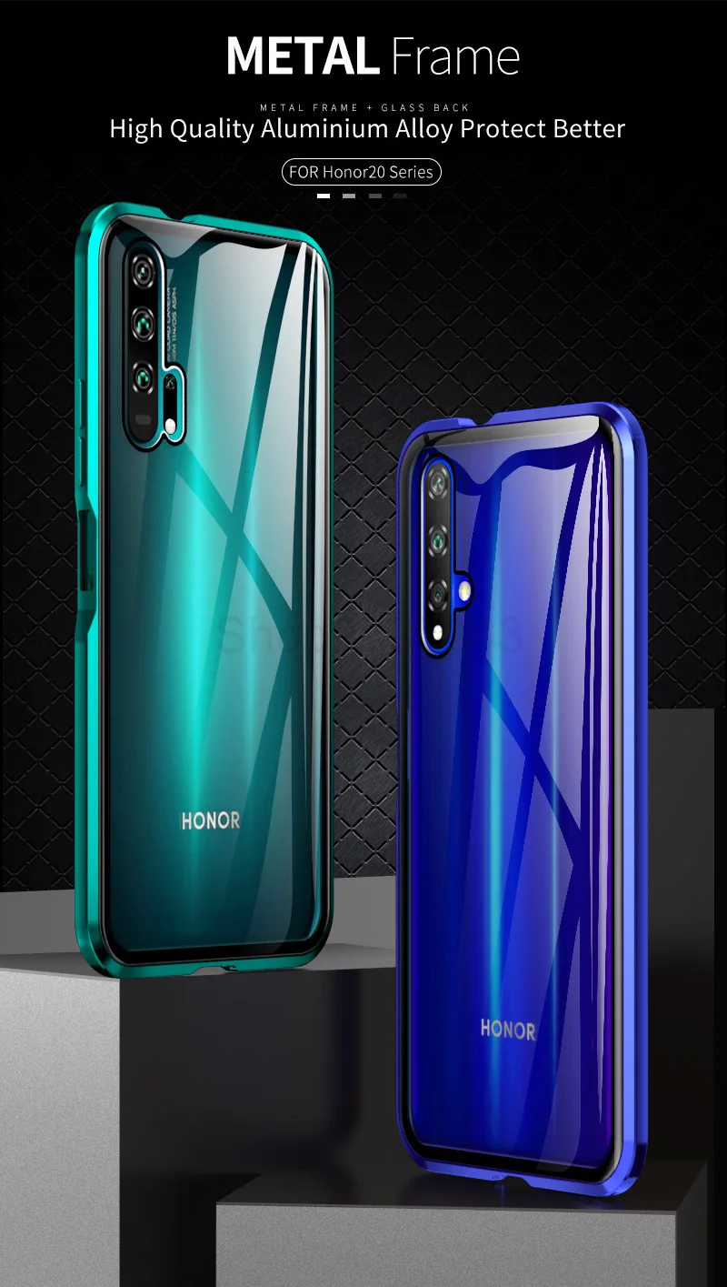 Роскошный 360 полный корпус Магнитный стеклянный чехол для huawei Honor 20 Pro Nova 5T прозрачный металлический бампер задняя крышка huawei Nova 5t чехол