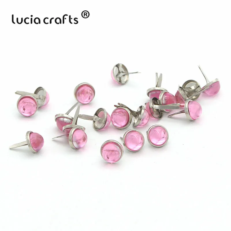 pink 12pcs Lucia crafts 12 шт/24 шт 8 мм круглые стразы штифтики для скрапбукинга, украшение из металла DIY декоративные аксессуары G0913 - Цвет: pink 12pcs