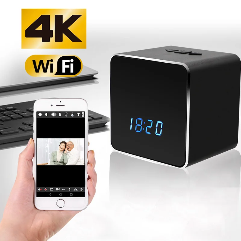 Wifi 4k видео HD безопасность ночного видения мини камера Скрытые часы Беспроводная