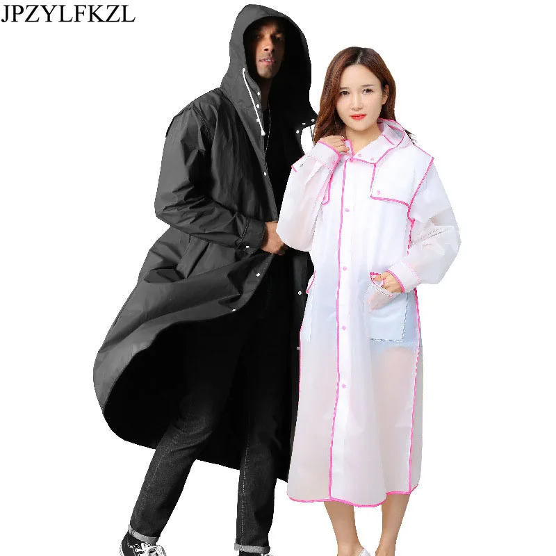 Фото Модный прозрачный длинный дождевик JPZYLFKZL для мужчин и женщин плотный из ЭВА