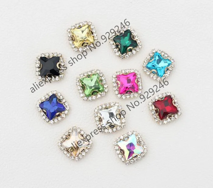 10 шт./упак. 18 мм квадратные стеклянные с украшением в виде кристаллов коготь